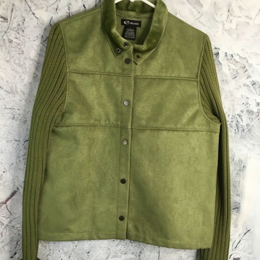 eStudio Women's Light Green Button Front Jacket Size L